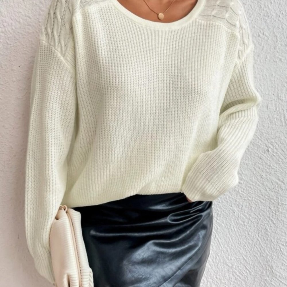 Stellar Designs White Ribbed Knit Sweater🍂💛 - Picture 7 of 9